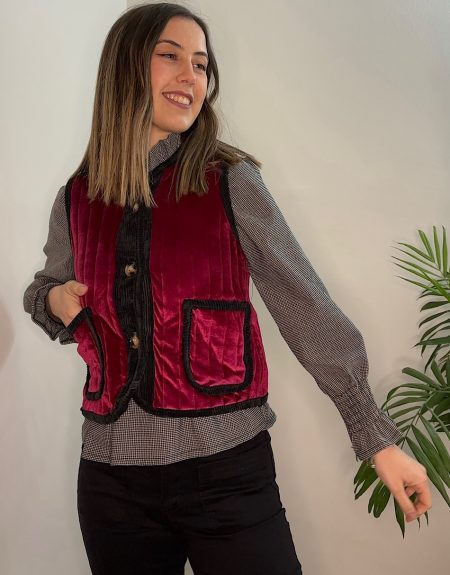 Chaleco Terciopelo Burdeos y Morado