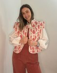 Chaleco Cuadrado Estampado Beige