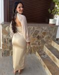 Vestido Manga Gasa Beige