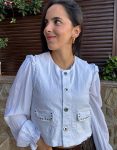 Chaleco Tachuelas Botones Blanco