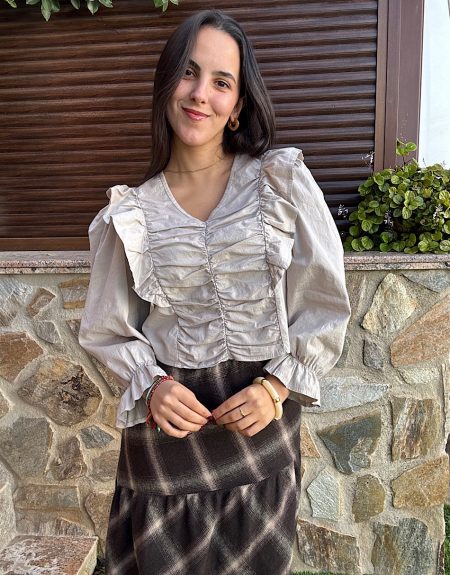 Blusa Fruncida Beige