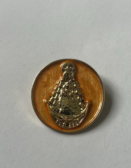 Broche virgen del Rocío naranja