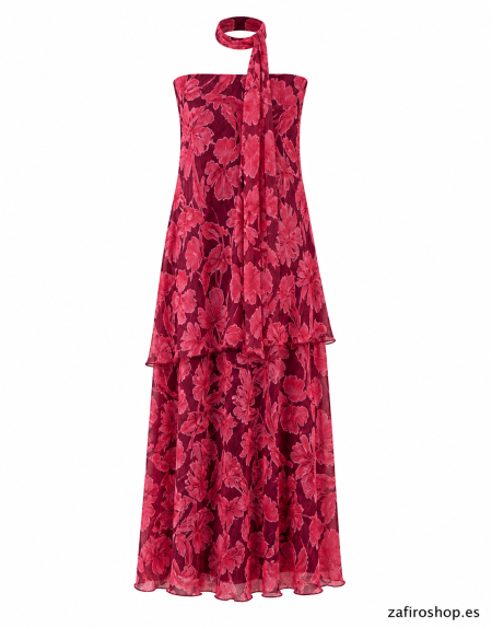 Vestido capa y choker rosa