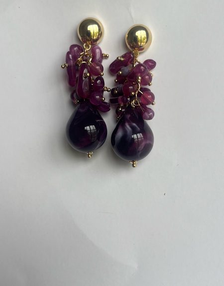 Pendientes corales berenjena