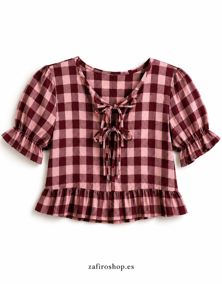 Blusa vichy burdeos
