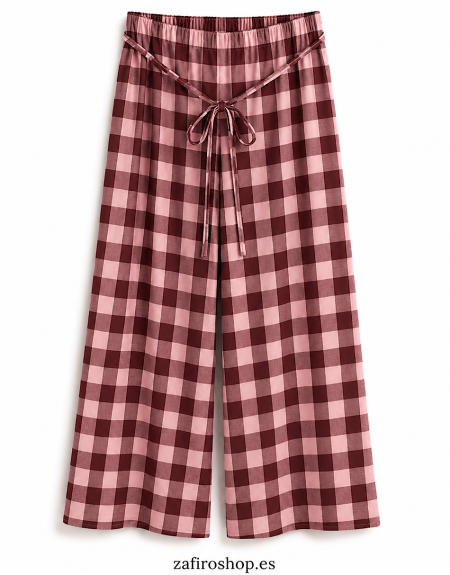 Pantalón vichy burdeos