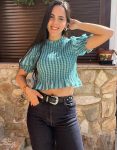 Blusa fruncida rayas turquesa
