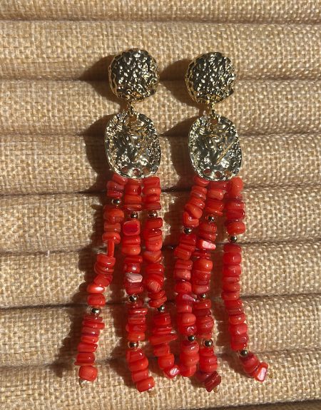Pendientes piedras coral rojizo