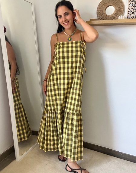 Vestido lima y verde tirantes