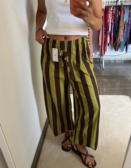 Pantalón rayas lima y marrón