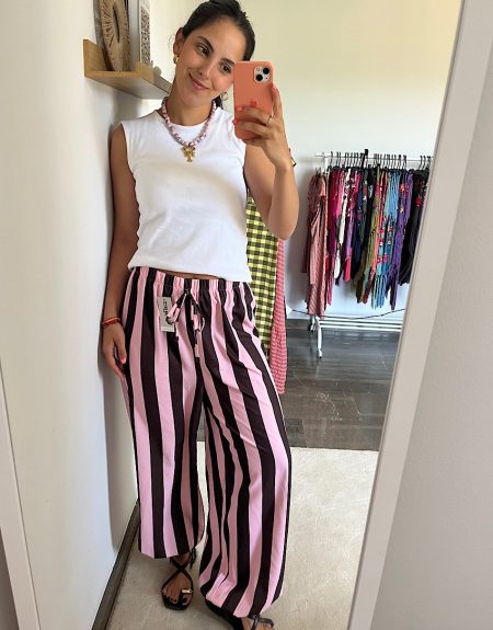 Pantalón rayas rosa y marrón