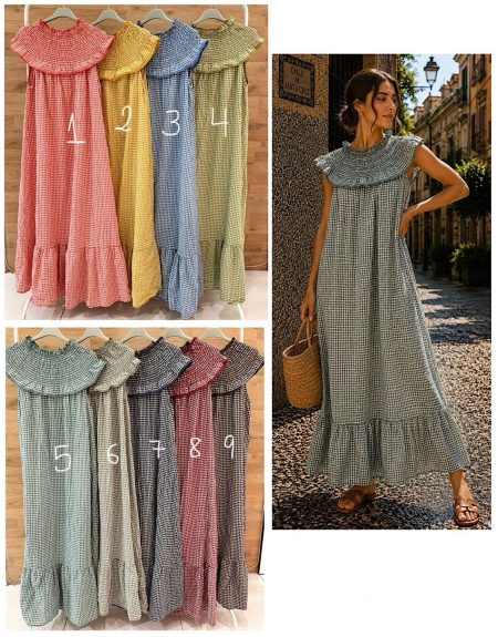 Vestido cuello vichy