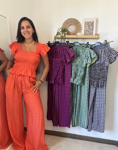 Conjunto top y pantalón cuadritos