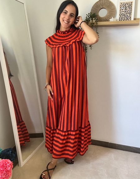 Vestido cuello rayas anchas