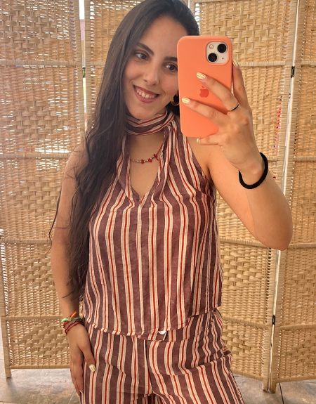 Top halter conjunto rayitas