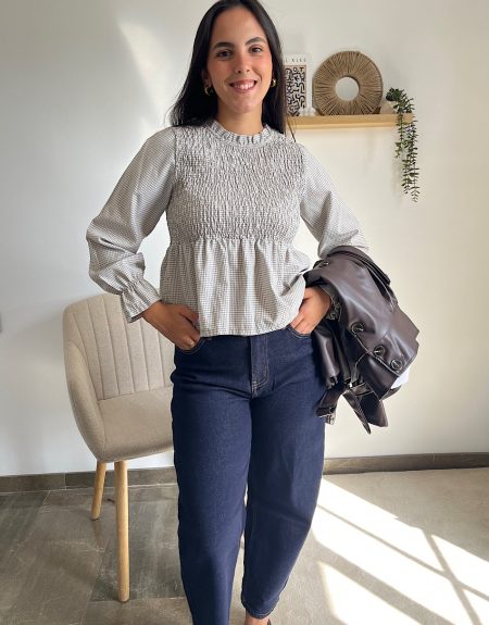 Blusa nido de abeja beige