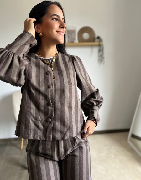 Chaqueta rayas marrón