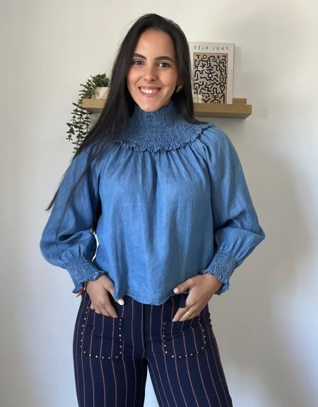 Blusa efecto denim clara