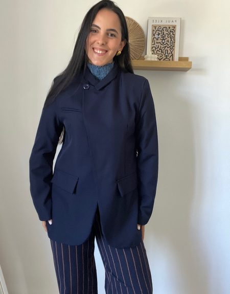 Blazer cruzada azul marino